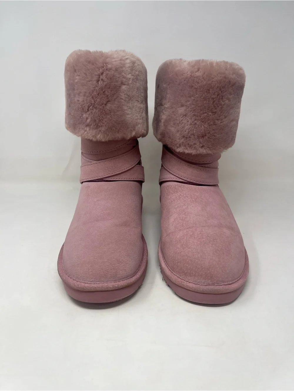 LAMO Womens Pink Suede Winter Boots Size 8 Furry Faux Fur